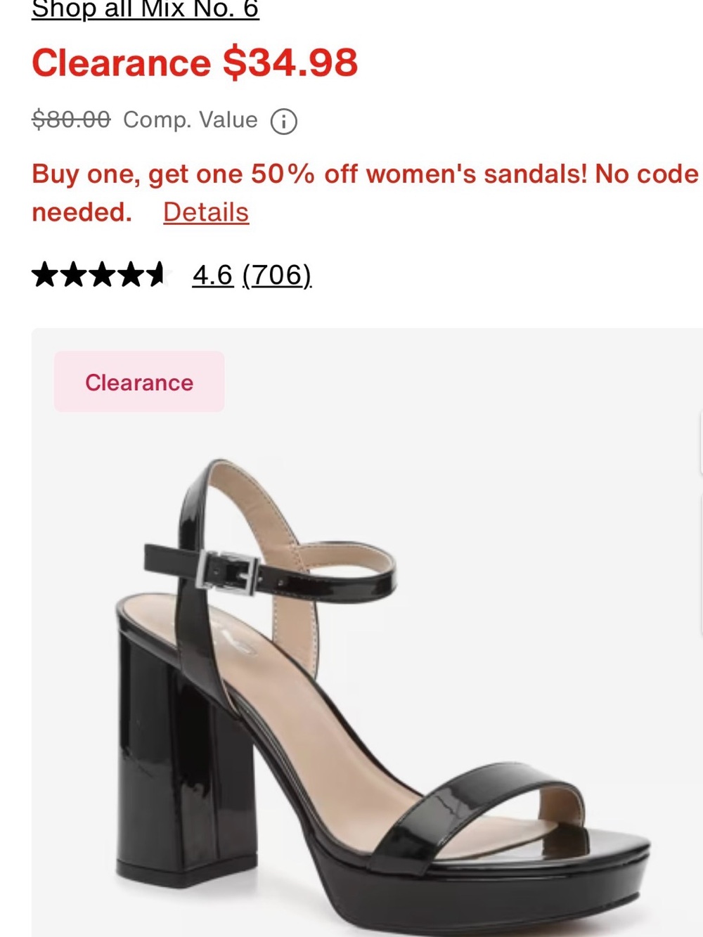 Mix No. 6 Black Patent Platform Ankle-Strap Heel